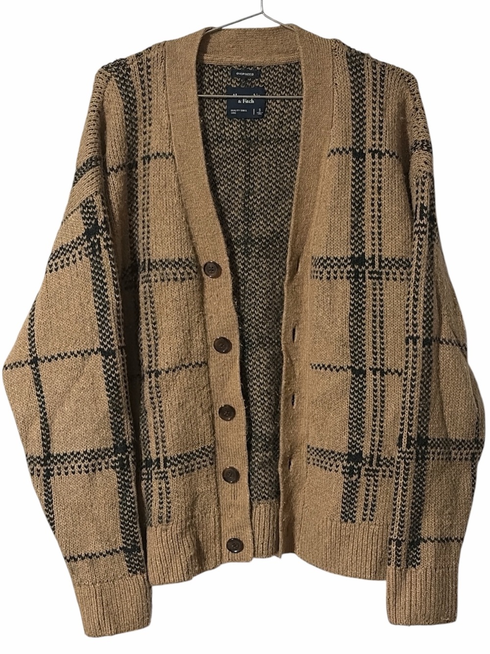 Abercrombie & Fitch Men's Oversized Plaid Cardigan Sweater